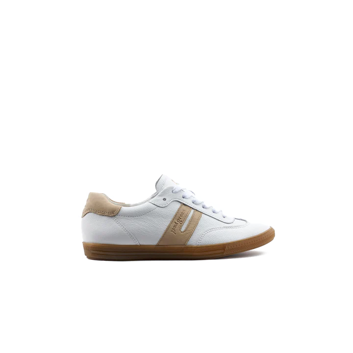 Paul Green Soft Leather Trainers in White & Beige
