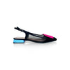 LODI BRO5264 Black & Blue Flat Slingbacks