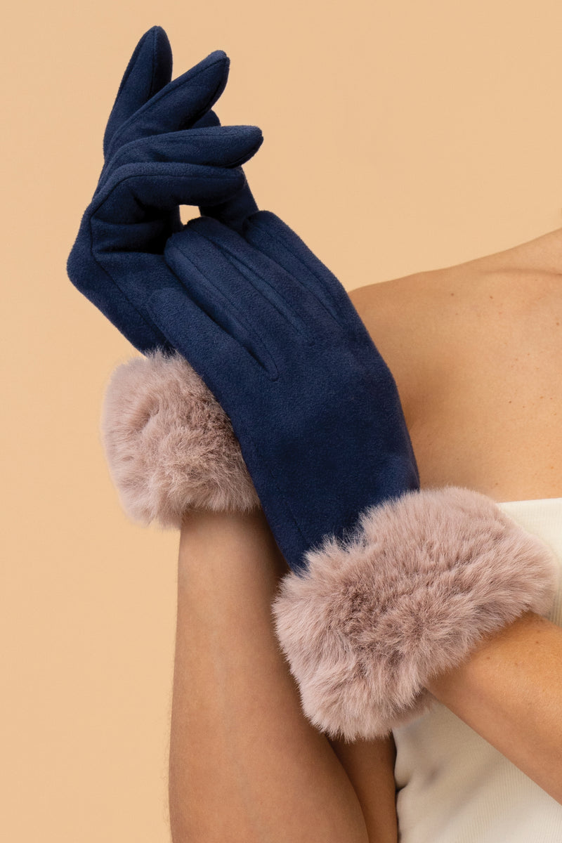 Powder Bettina Gloves- Navy & Taupe