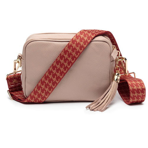 Elie Beaumont Crossbody Strap in Ruby Dogtooth