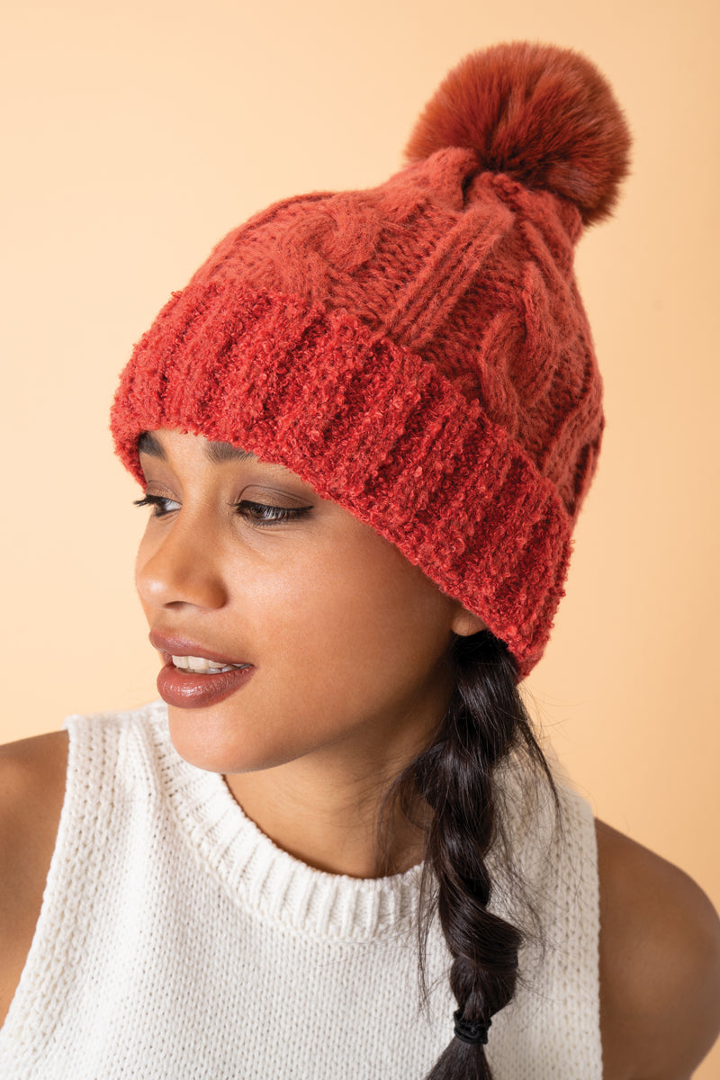 Powder Freya Bobble Hat - Rust