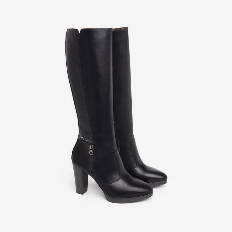 NeroGiardini Black Leather Knee High Boot
