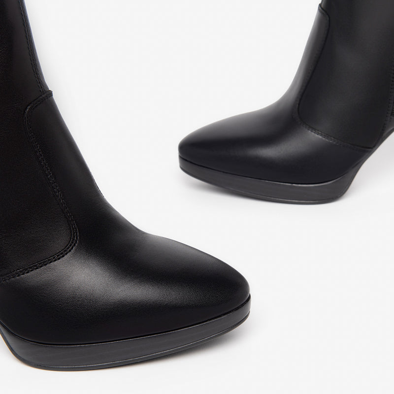 NeroGiardini Black Leather Knee High Boot