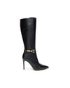 NeroGiardini Black Leather Stiletto Knee High Boot