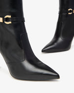 NeroGiardini Black Leather Stiletto Knee High Boot