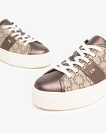 NeroGiardini Dark Brown & Beige Leather Trainers