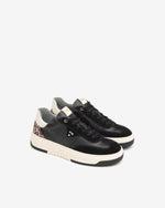 NeroGiardini Black Leopard Print Leather Trainers