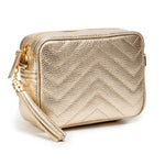 Elie Beaumont Quilted Crossbody Bag- Gold