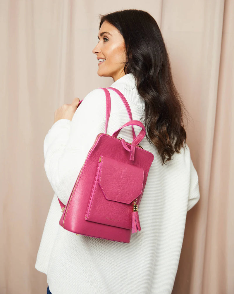 Elie Beaumont Verso Backpack Crossbody in Cerise