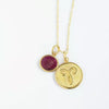 Aries Zodiac Necklace with Ruby Charm