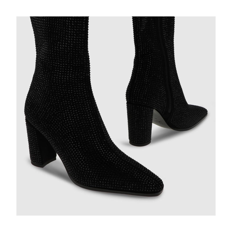 LODI Vetusa Black Sock Boots with Rhinestones
