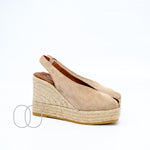 Viguera Peep Toe Suede Wedges in Taupe