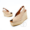 Viguera Peep Toe Suede Wedges in Taupe