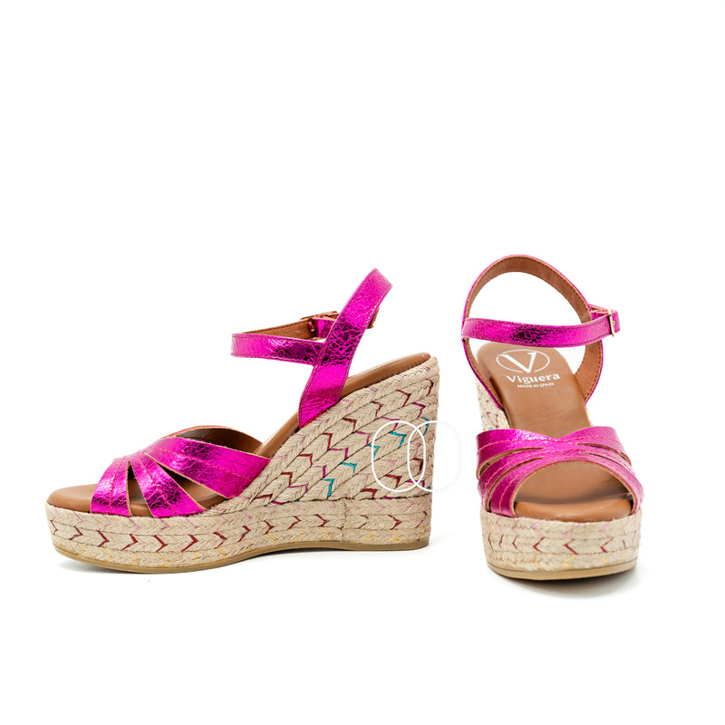 Viguera Wedge Sandals in Fuchsia