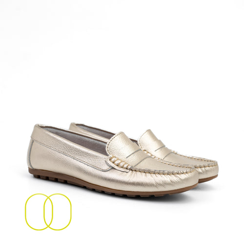 D'Chicas Soft Leather Loafers in Gold