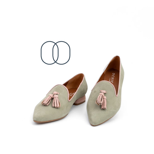 D Chicas Suede Leather Loafer- Sage & Pink