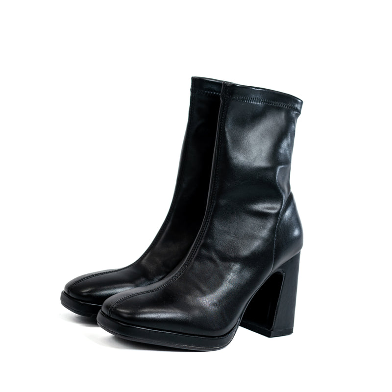 LODI LOVE Black Leather Block Heel Boot