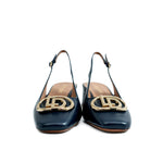 LODI LOVE Navy Leather Slingback Court Shoes