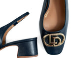 LODI LOVE Navy Leather Slingback Court Shoes