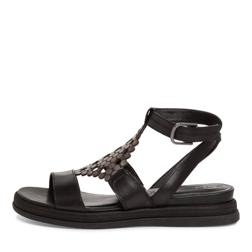 Tamaris Designer Flat Black Sandals