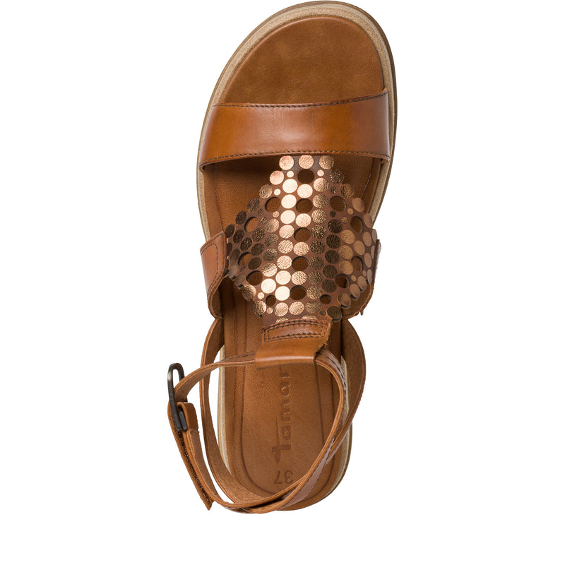 Tamaris Designer Flat Cognac Sandals