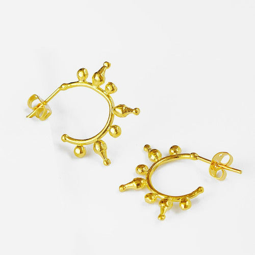 Ottoman Hands Jale Antique Gold Hoop Earrings