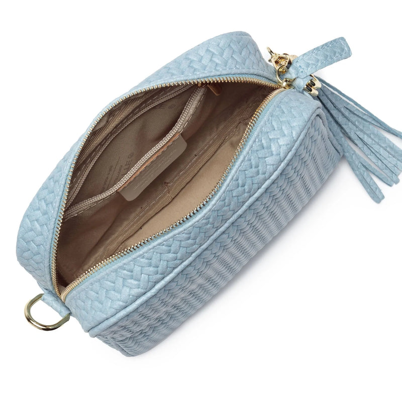 Elie Beaumont Woven Crossbody Bag in Powder Blue