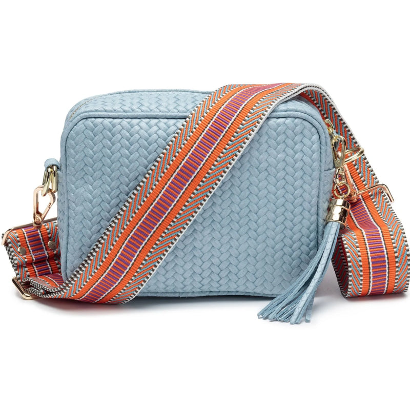 Elie Beaumont Woven Crossbody Bag in Powder Blue