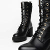 NeroGiardini Black Leather Lace Up Boots with Block Heel