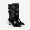 NeroGiardini Black Leather Ruched Boots