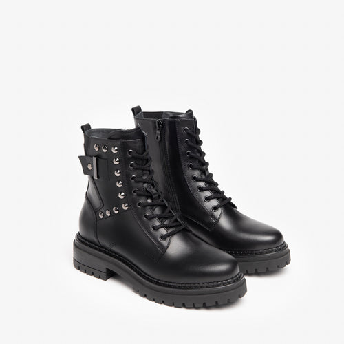 NeroGiardini Black Leather Ankle Boots With Stud Detailing