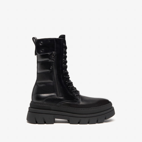 NeroGiardini Black Lace Up Biker Boots