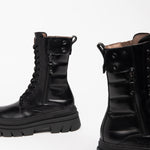 NeroGiardini Black Lace Up Biker Boots