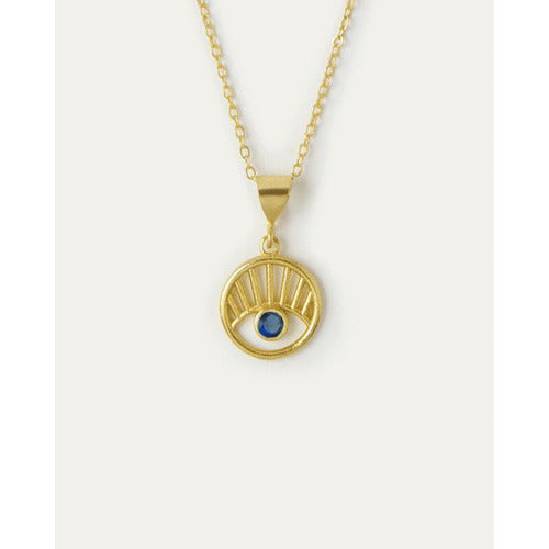 Ottoman Hands Occhio Eye Necklace with Blue Crystal