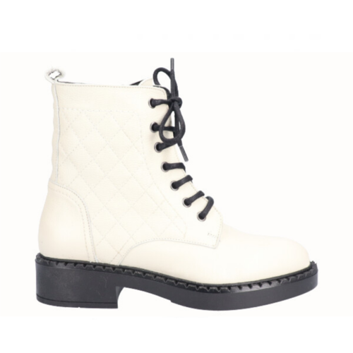 Viguera Cream Quilted Ankle Boot