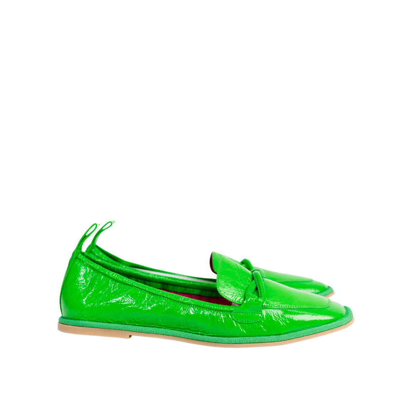 Le Babe Green Leather Moccasins