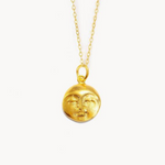 Ottoman Hands Moon Face Gold Pendant