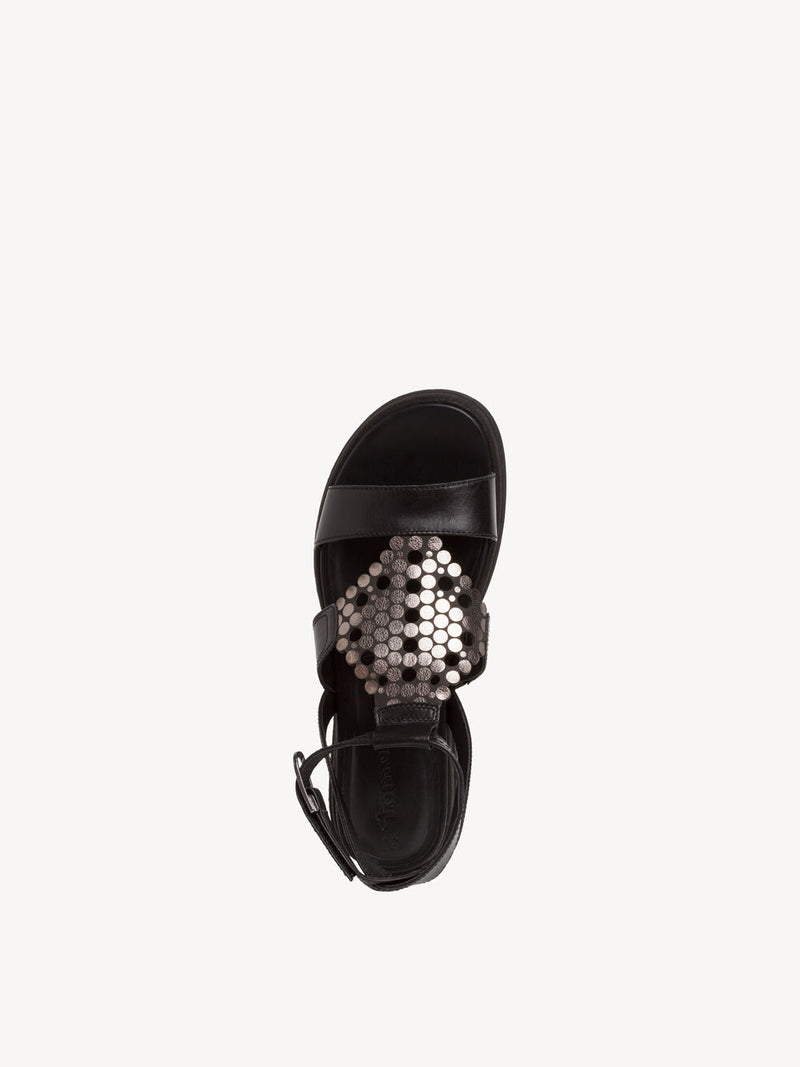 Tamaris Designer Flat Black Sandals