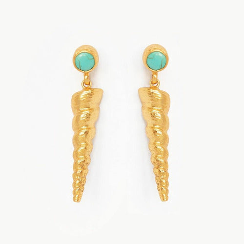 Gold Spiral Shell Drop Earrings - Ottoman Hands