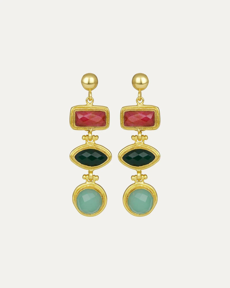 Innana Gemstone Statement Earrings - Ottoman Hands