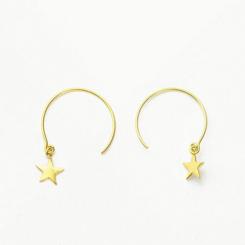 Gold Star Hoop Through Earrings