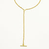 Gold Twist Rope Lariat Necklace with T Bar